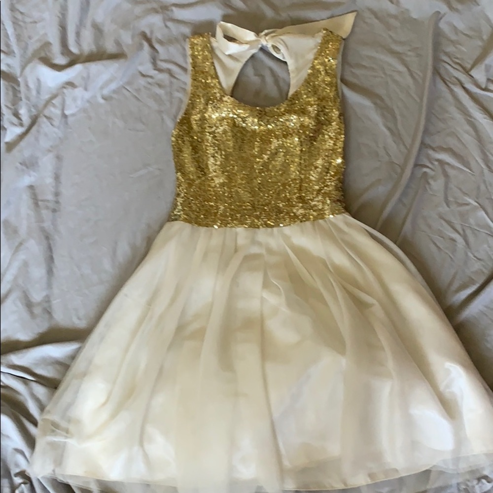 Gold and white glitter dress